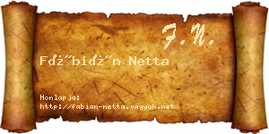 Fábián Netta névjegykártya