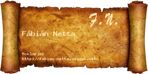 Fábián Netta névjegykártya